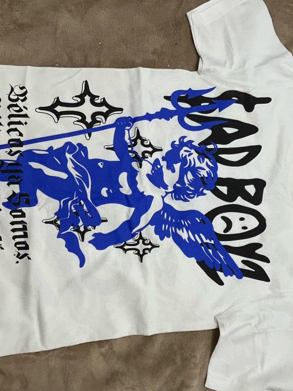 White Kids Short Sleeve Tee with Blue Angel Graphic